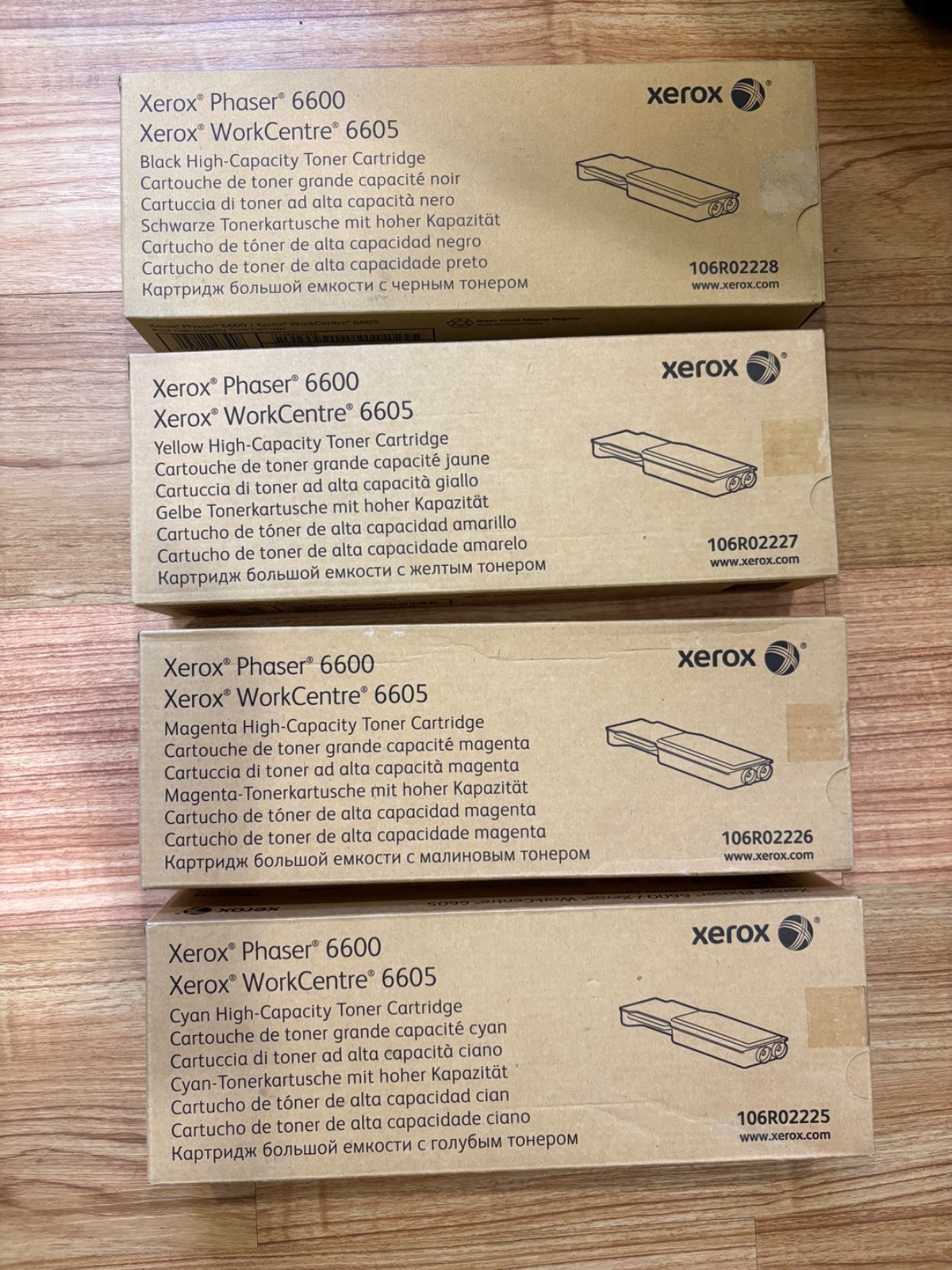 Set of (4) Genuine Xerox Toner 106R02225 106R02226 106R02227 106R02228 