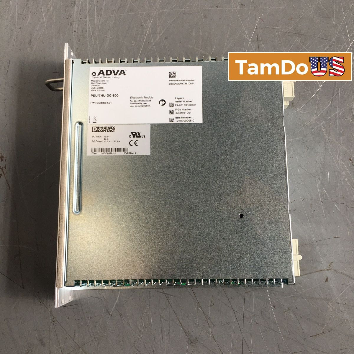 Adva 1040700005-01 PSU/7HU-DC-800 Power Supply Module, 48V DC Input