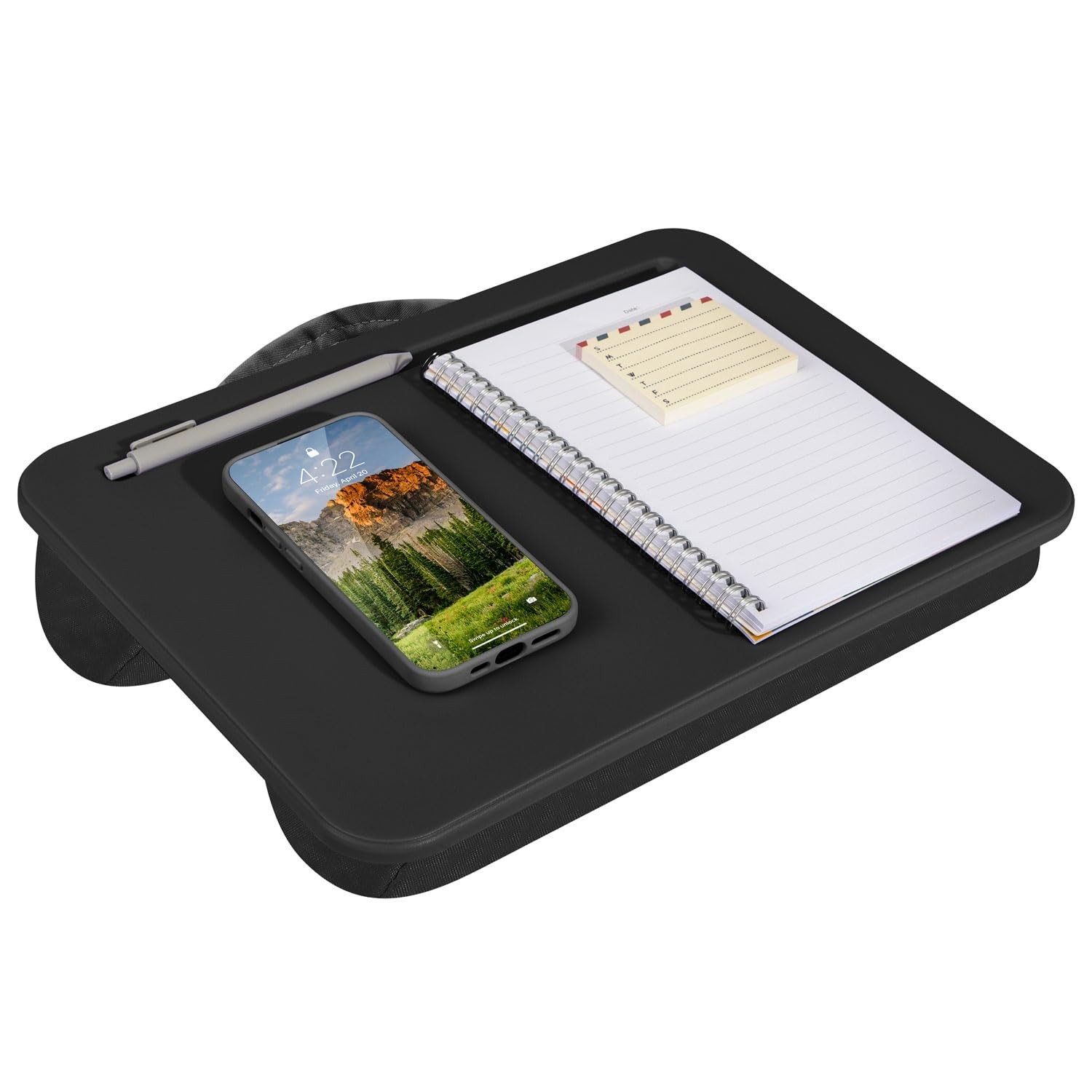 Compact Lap Desk Black Portable Laptop Stand Cushion Tray Fits 14 Inch