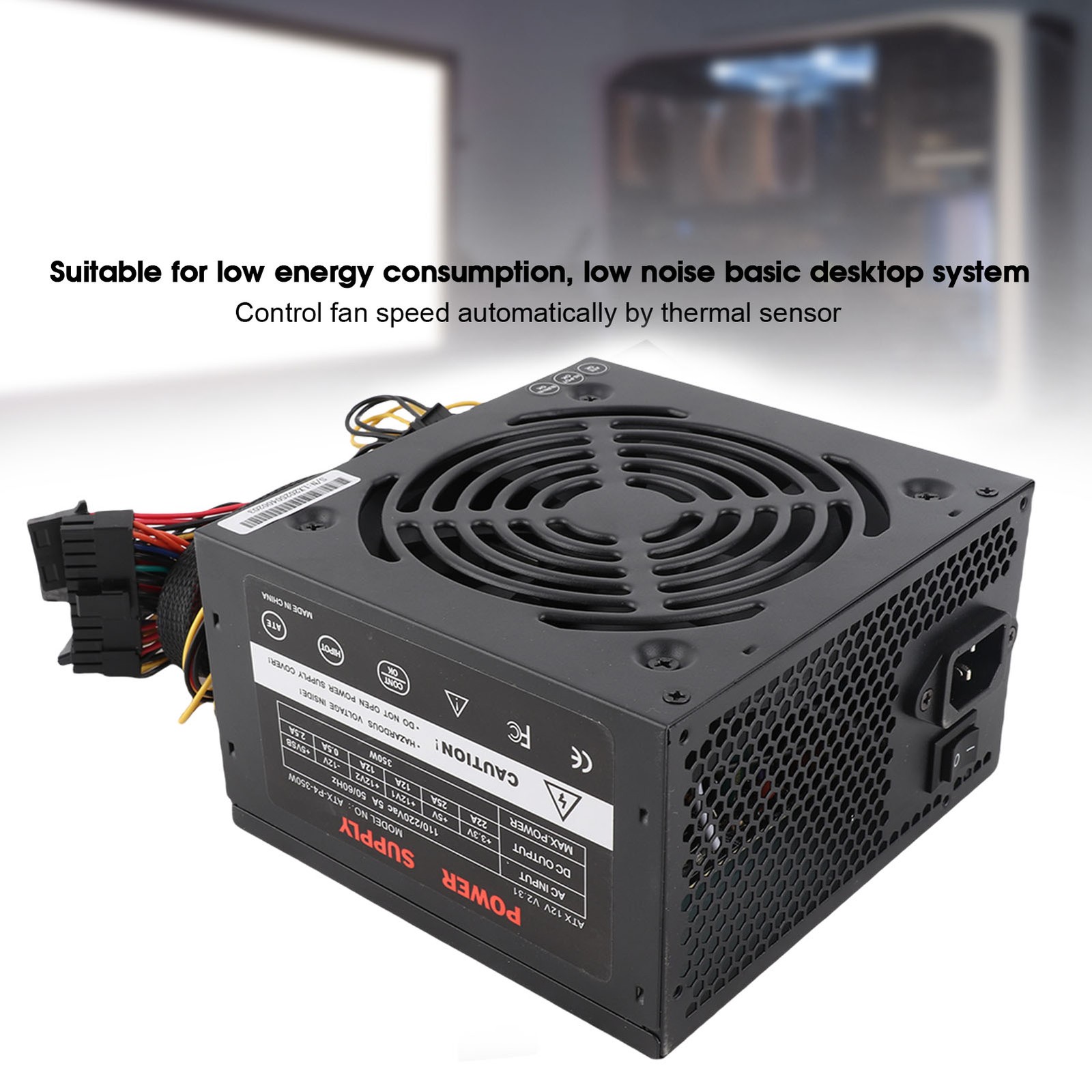 350-Watt Black ATX 12V PCIE Silent 120mm Fan Desktop PC POWER SUPPLY 20+4Pin