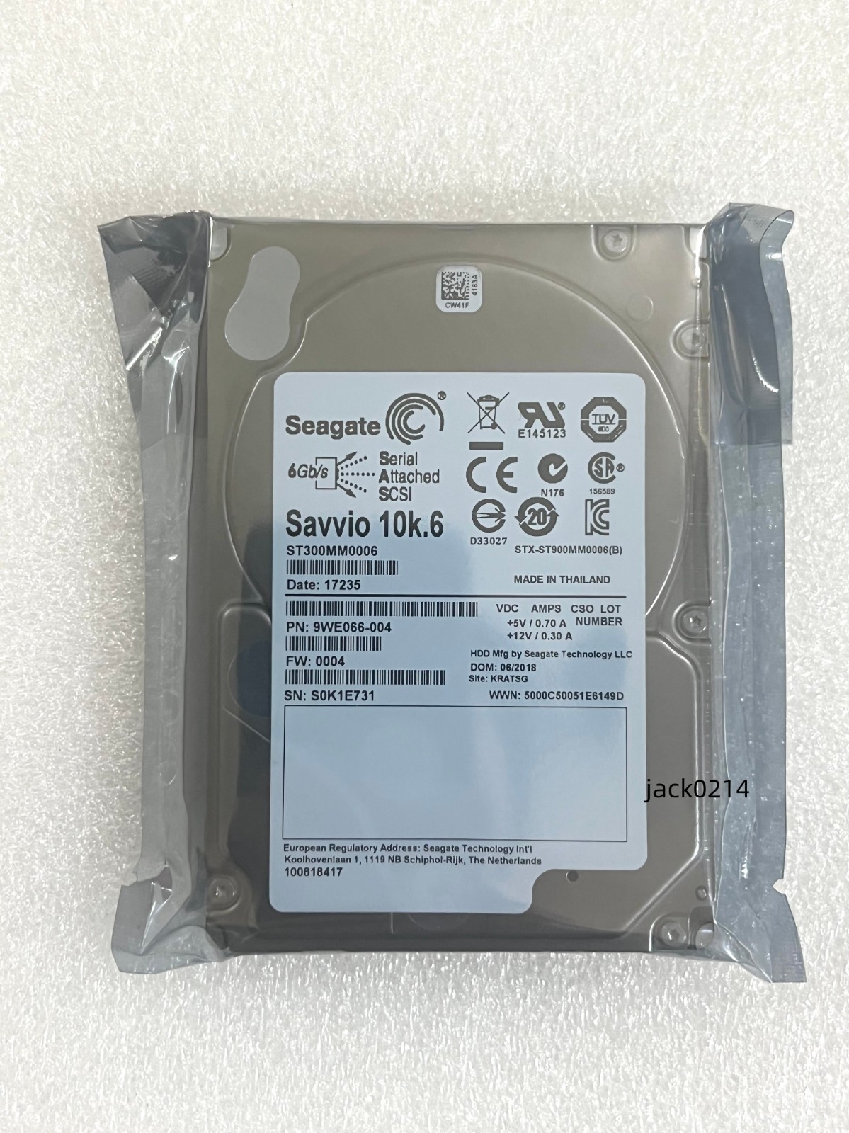 Seagate ST300MM0006 300GB Savvio 10K.6 2.5" 6Gbps SAS HDD HARD DRIVE