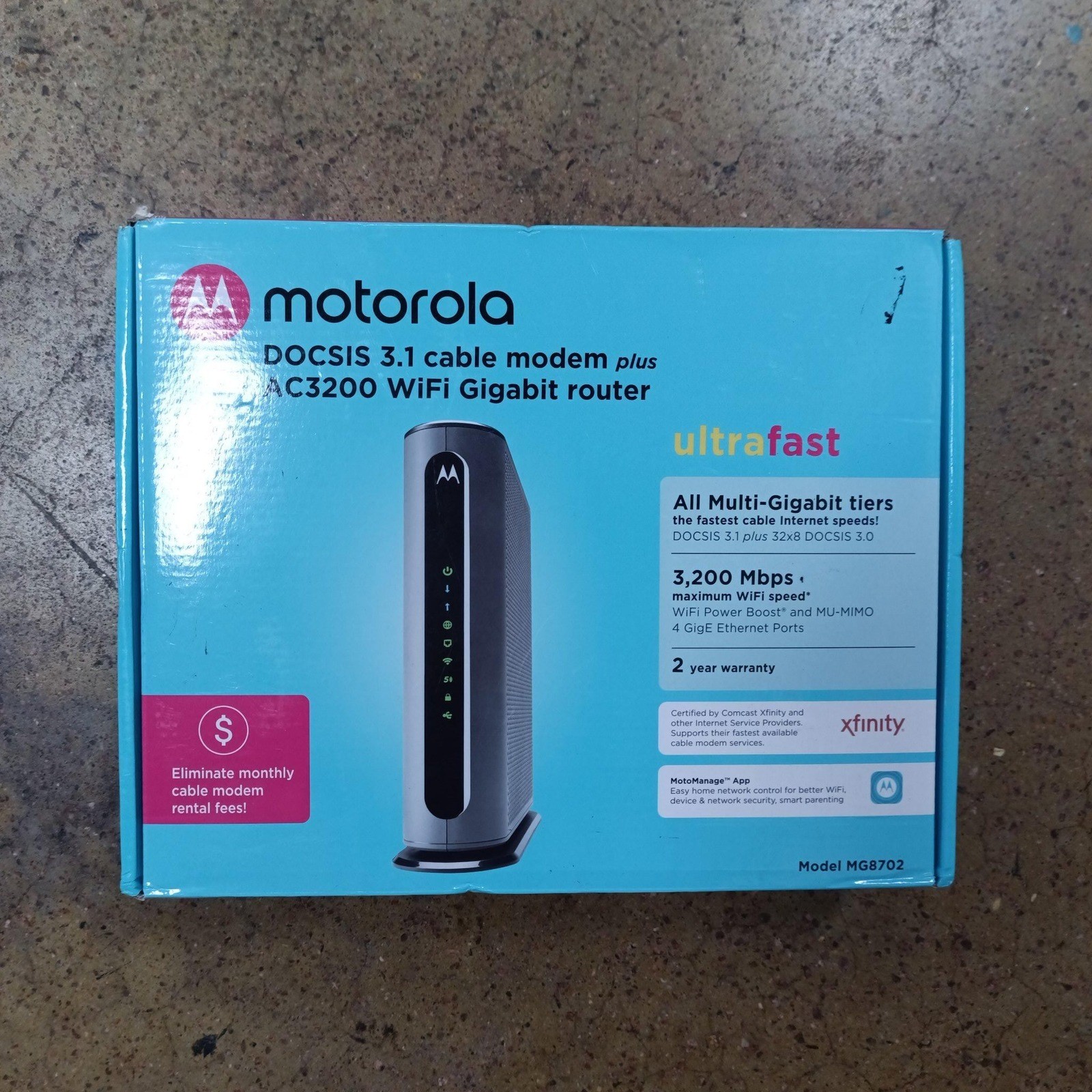 Motorola MG8702 DOCSIS 3.1 Cable Modem AC3200 WiFi Gigabit Router Combo
