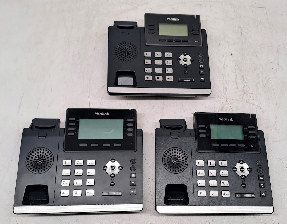 LOT OF 3 YEALINK SIP-T41S ULTRA ELEGANT IP PHONE, BASE ONLY