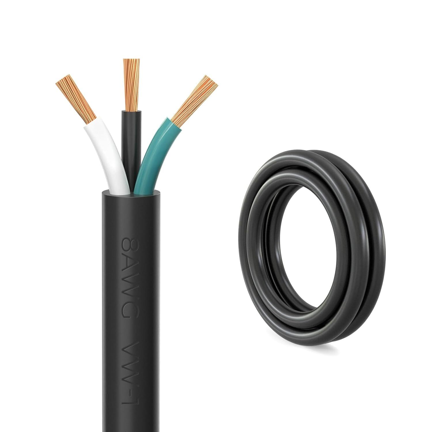 FIRMERST 8/10/12 Gauge 3 Conductor Power Cable, SJTW PVC Jacket Pure Copper wire