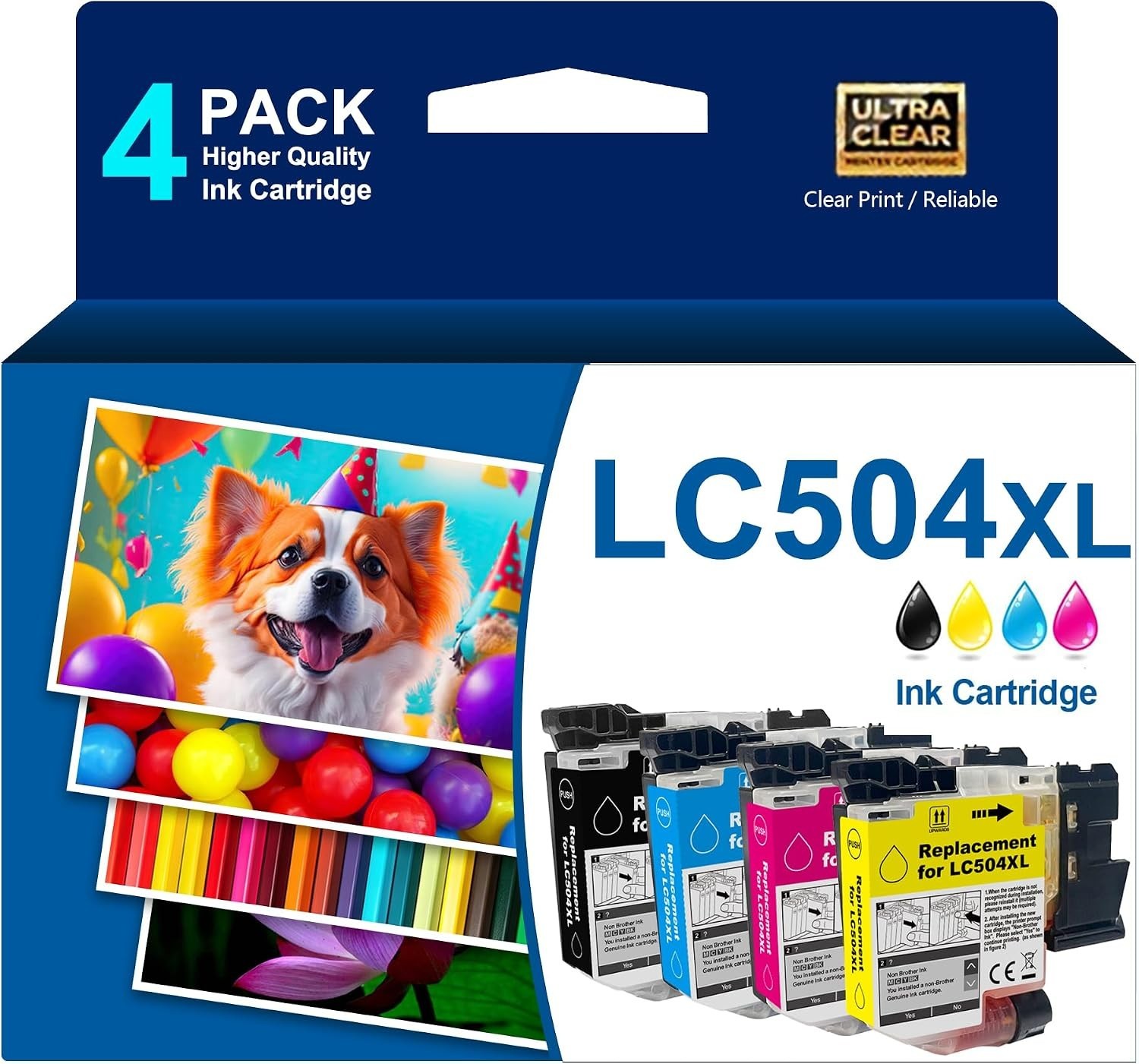 LC504XL Ink Cartridges 4-Pack BCMY Chip Brother INKvestment MFC-J1355DW