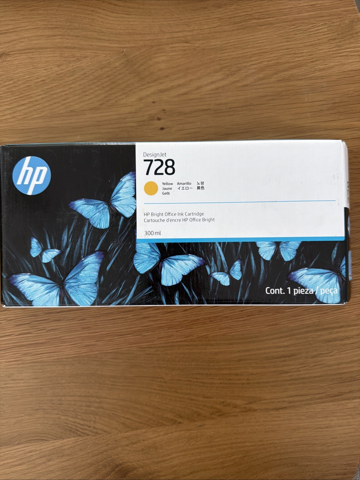 HP 728 Yellow DesignJet Ink Cartridge F9K15A, 300ml 2025