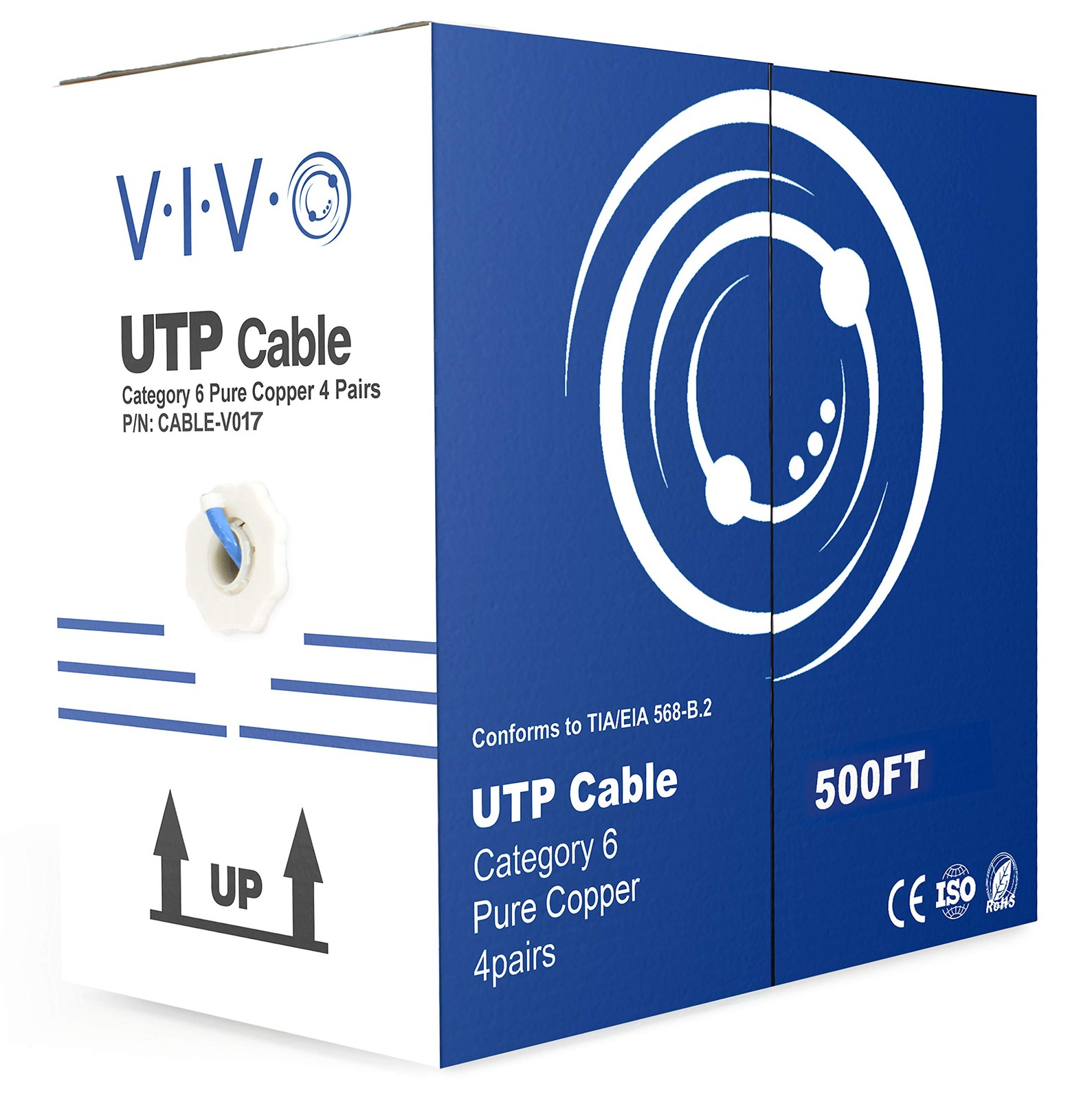 VIVO 500ft Bulk Cat6, Full Copper Ethernet Cable, 23 AWG, UTP Pull Box, Cat-6 Wi