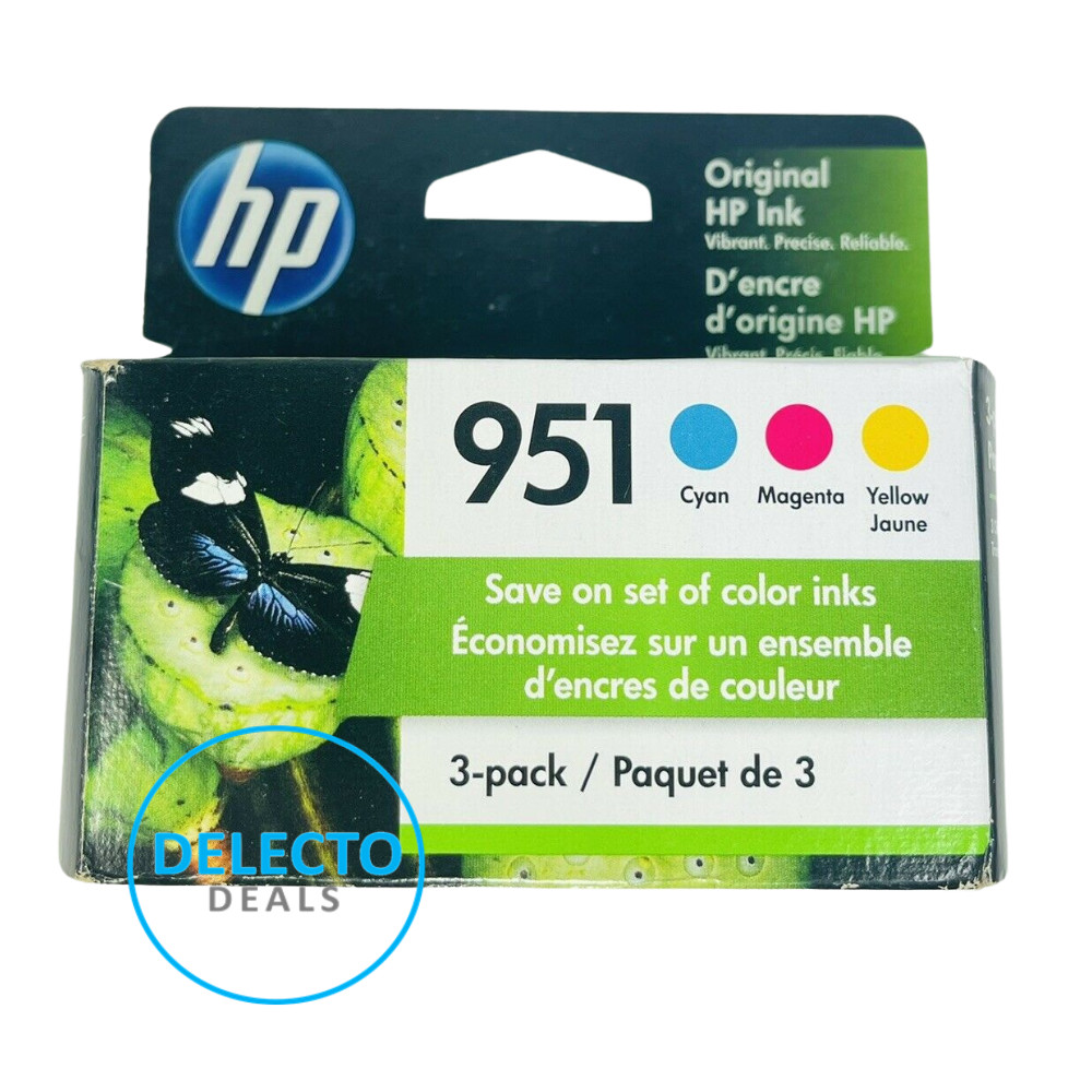 GENUINE 3-PACK HP 951 TRI-COLOR CYAN/MAGENTA/YELLOW INK  OFFICEJET PRO SEALED