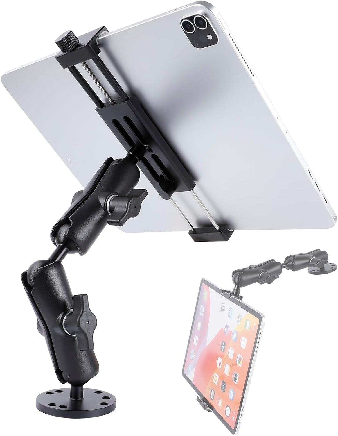 All-Aluminum Heavy Duty Drill Base Tablet Holder Mount for 4.7"-15" iPad Pro,Min
