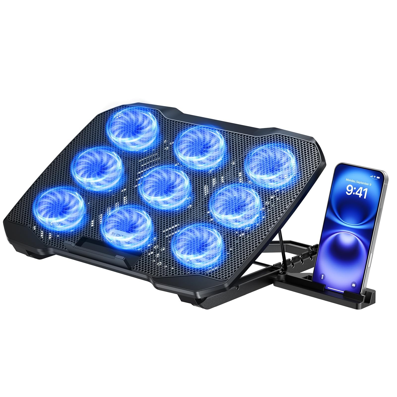 Laptop Cooling Pad with Phone Stand, Ultra-Slim Laptop Cooler for 12-15.6" Devic