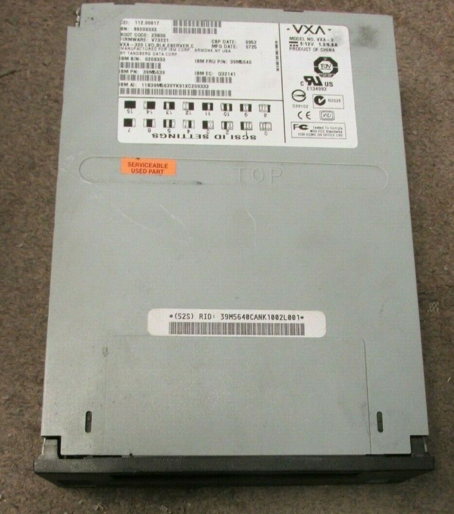 VXA 320 internal tape drive VXA-3 IBM PN: 39M5639
