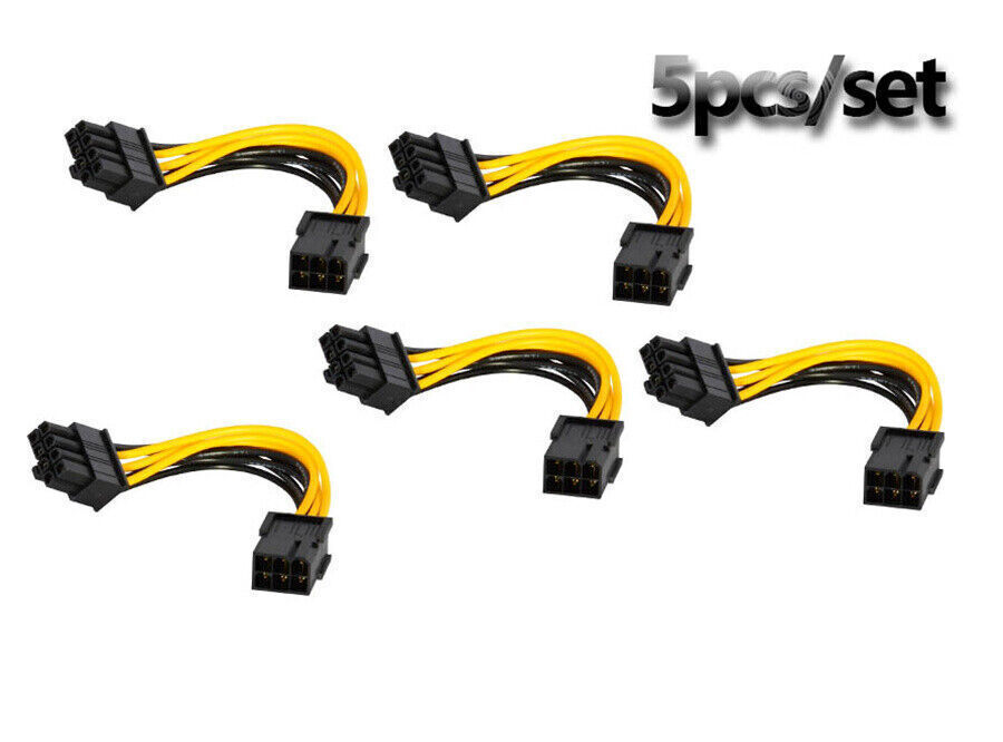 5Pcs 20cm 6pin to 8-pin PCI Express Power Cable for GPU Video Card PCIE PCI-E