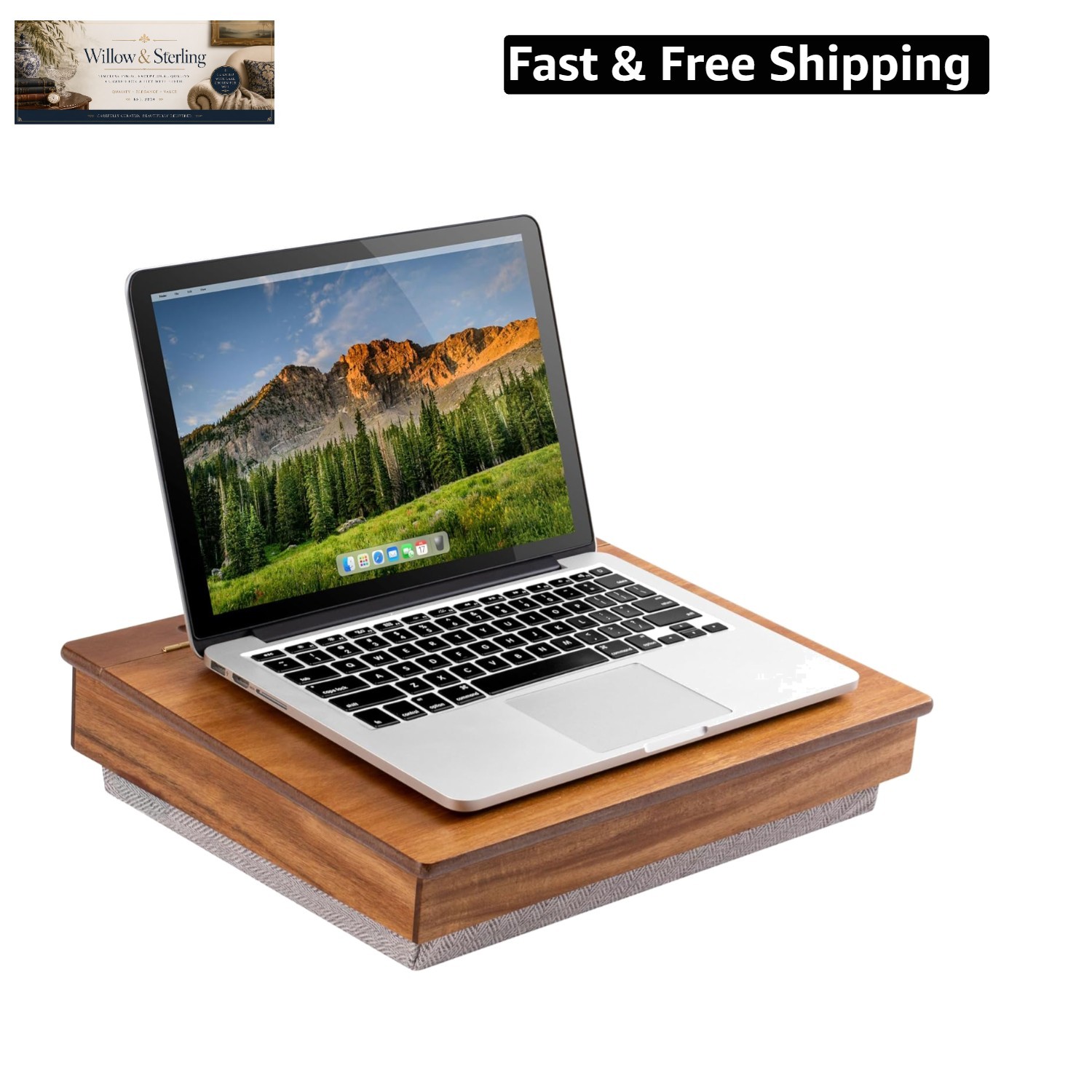 Schoolhouse Lap Desk with Storage Compartments - Acacia Wood - Natural - Styl...