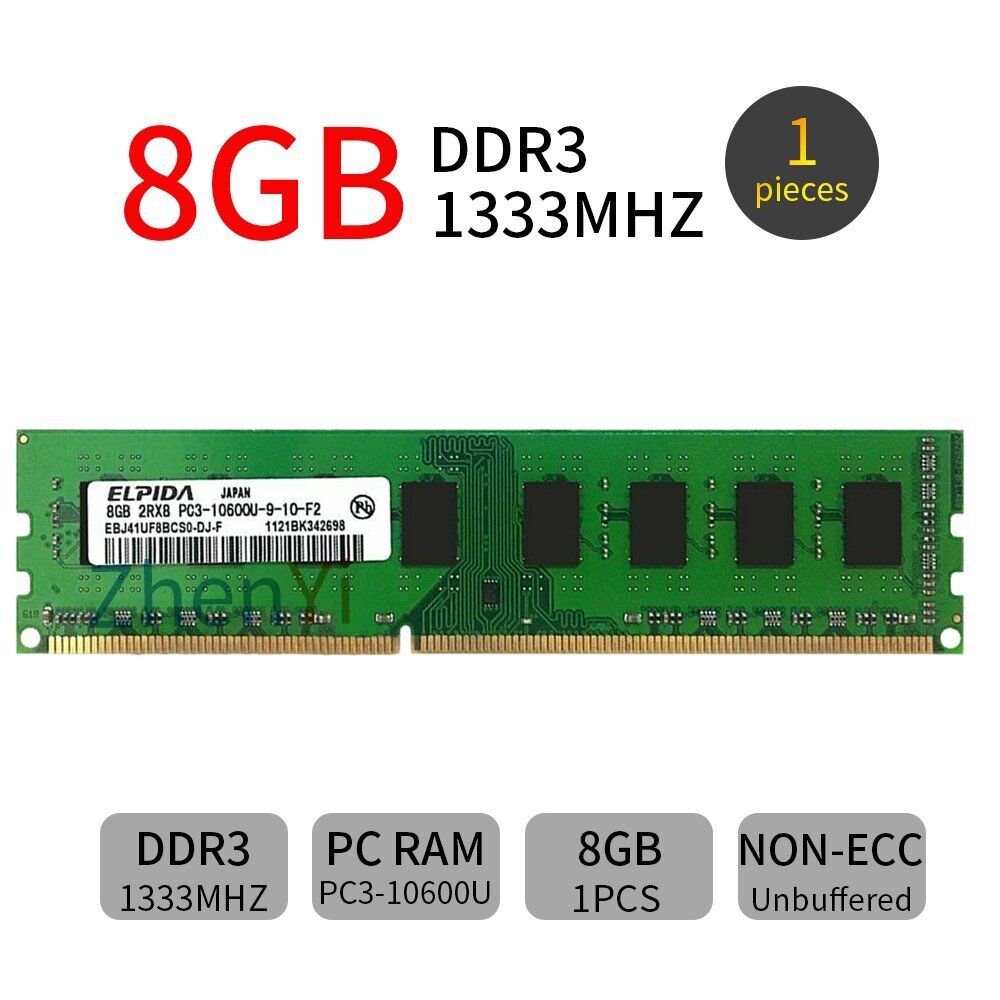 Elpida 32GB 16GB 8GB DDR3 1333MHz PC3-10600U 240Pin Desktop Memory SDRAM Lot BT