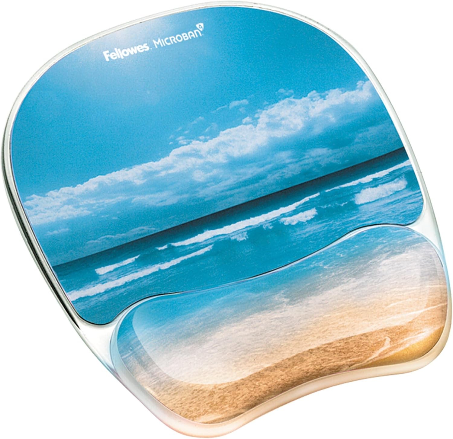 Fellowes Photo Gel Mouse Pad Wrist Rest Sandy Beach Microban Ergonomic