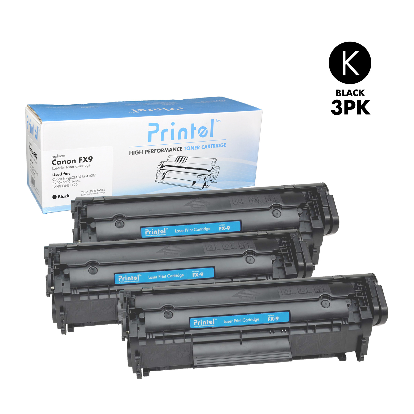 Printel Compatible Toner Cartridge Replacement for Canon 104 (FX9) Black 3 Pack
