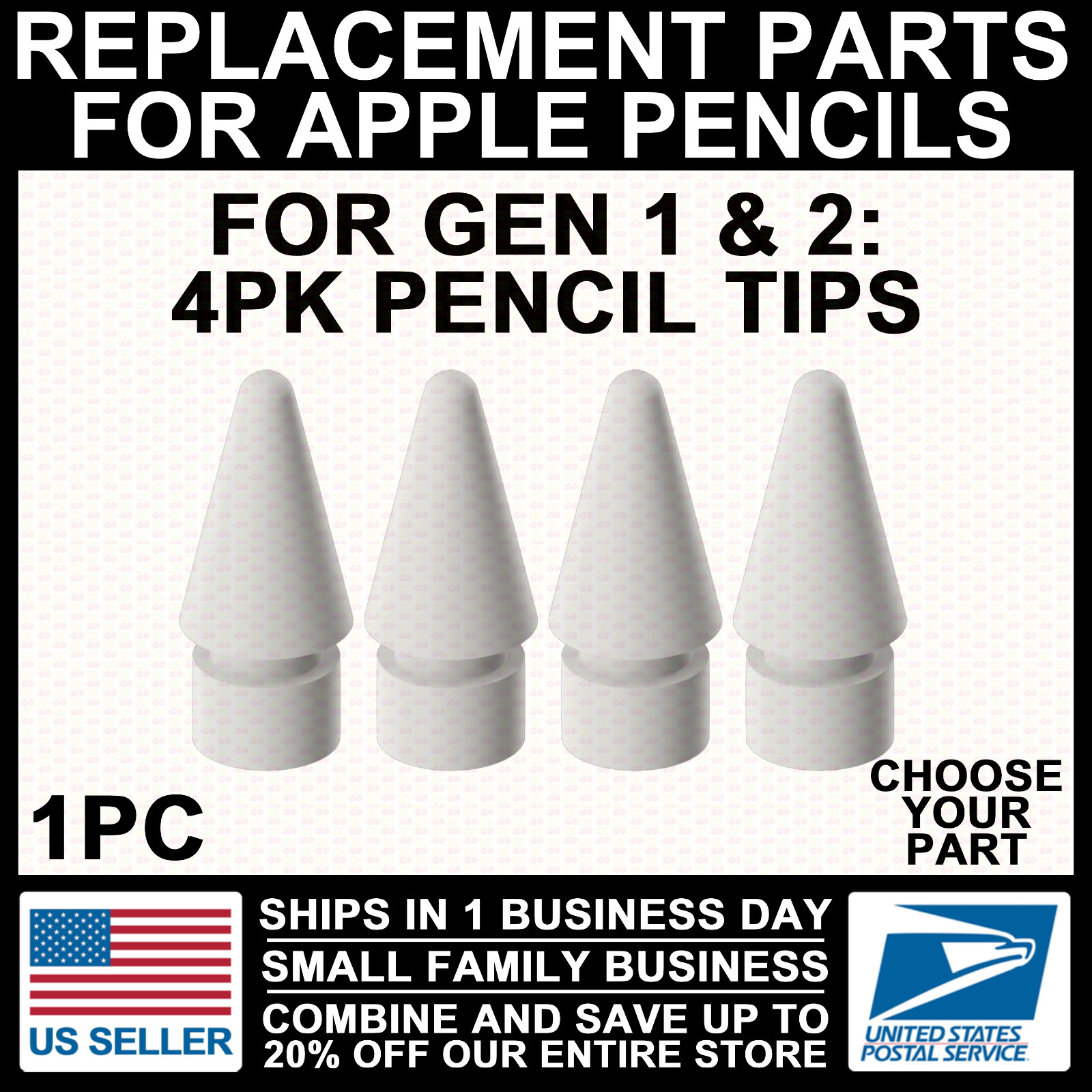 Replacement Tip/Cap/Charging Adapter for Apple Pencil 1st/2nd Gen 1/2 Pen Nib