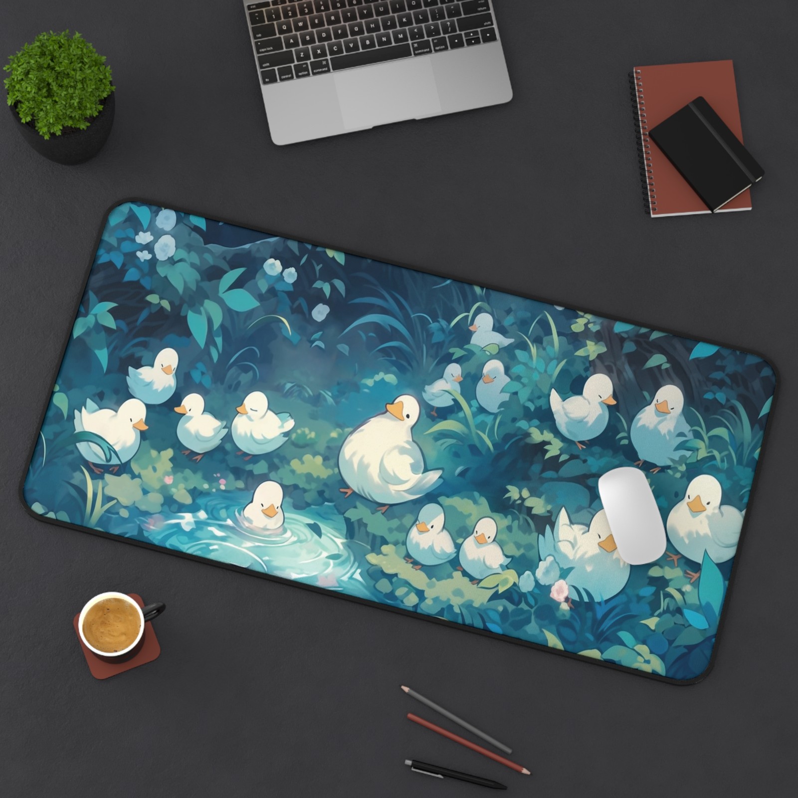 Cute Duck Kawaii Lofi Gaming Desk Mat, Kawaii Duck Mouse Pad, Cute Desk Mat