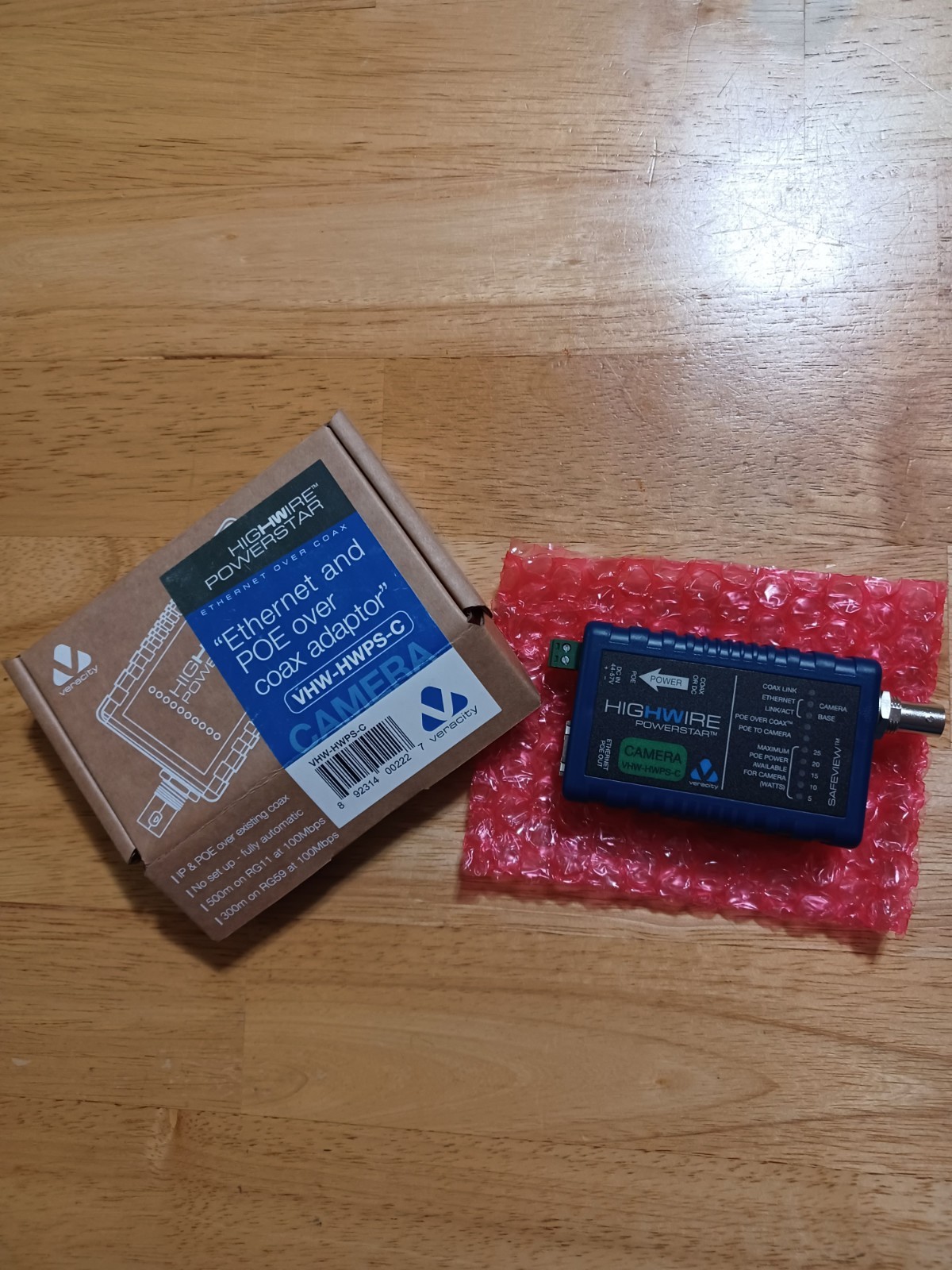 Veracity VHW-HWPS-C HIGHWIRE Powerstar Ethernet and PoE Over Coax Adaptor 