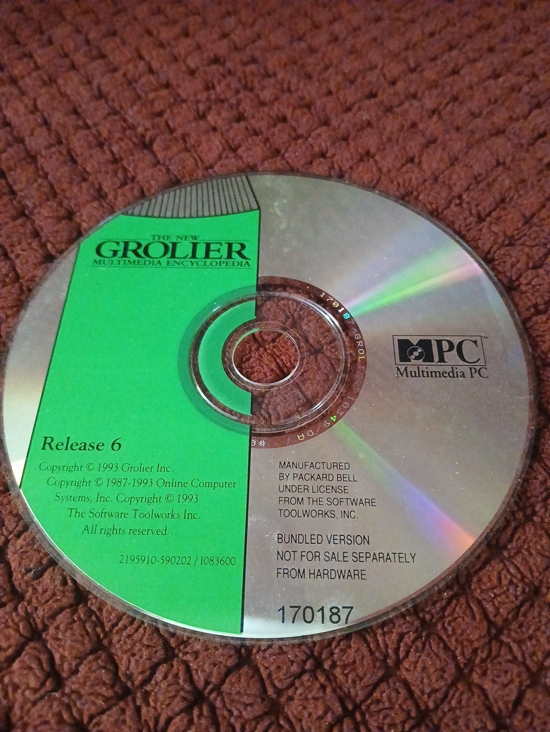 The New Grolier Multimedia Encyclopedia Software Release 6 Vtg 1993 Disc Only
