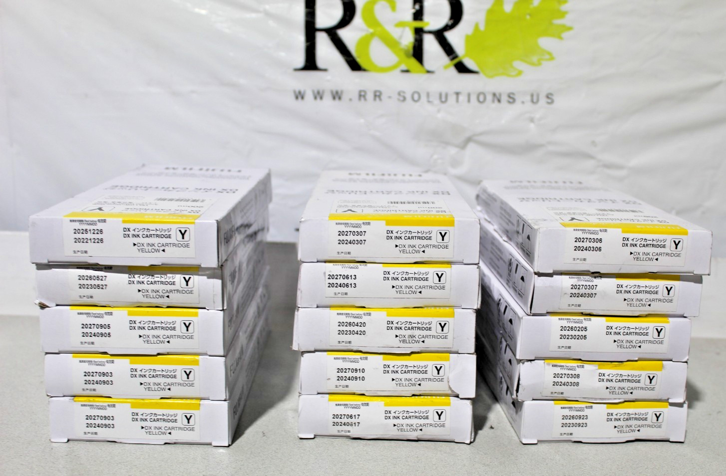 Set of 15 Y Fuji Film Dx Ink Cartridge 200ml  Sealed Closed Box Expired,Not Expi