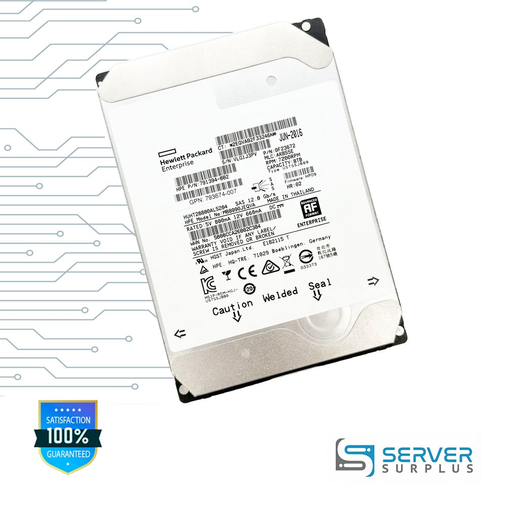 HPE Ultrastar He8 8TB SAS 12Gb/s 512e 3.5 in Enterprise HDD | 791394-002