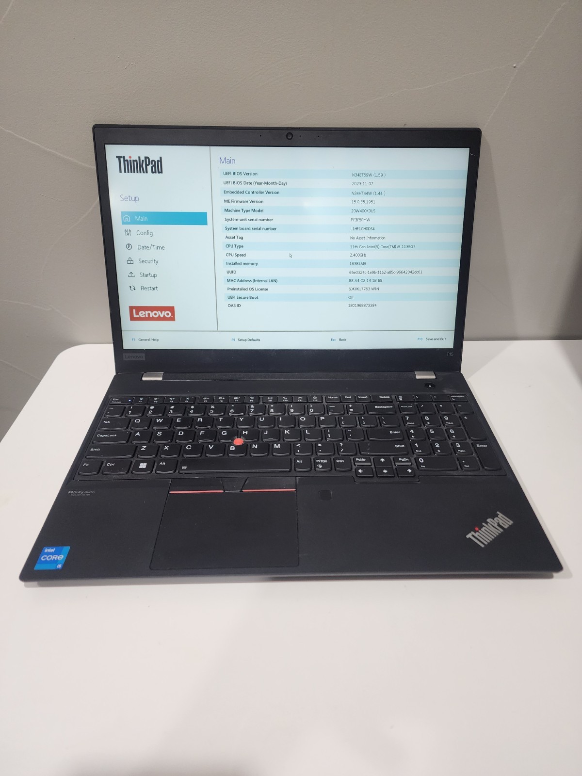 Lenovo Thinkpad T15 Gen 2 i5-1135G7 - 16GB Ram - NO SSD/OS/AC/PW 