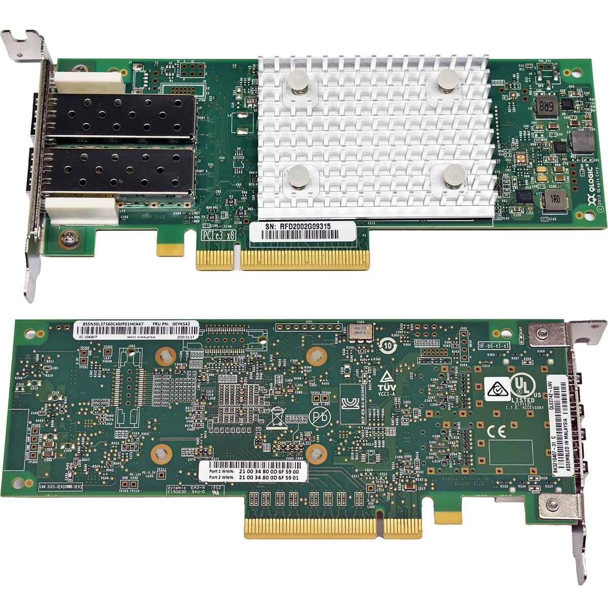 IBM QLogic 00YK542 QLE2742L-DEL Dual Port 32G SFP+ PCIe 3.0 x8 FC HBA LP
