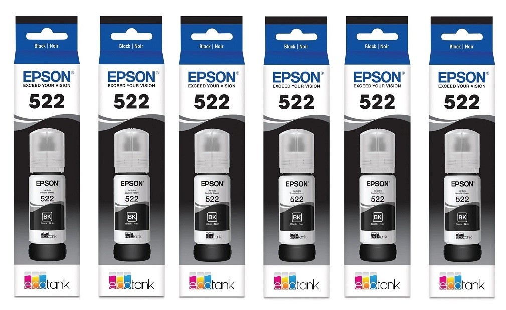 Lot 6 Genuine SEALED Epson 522 High Yield Black Inkjet Cartridges 2027-2029