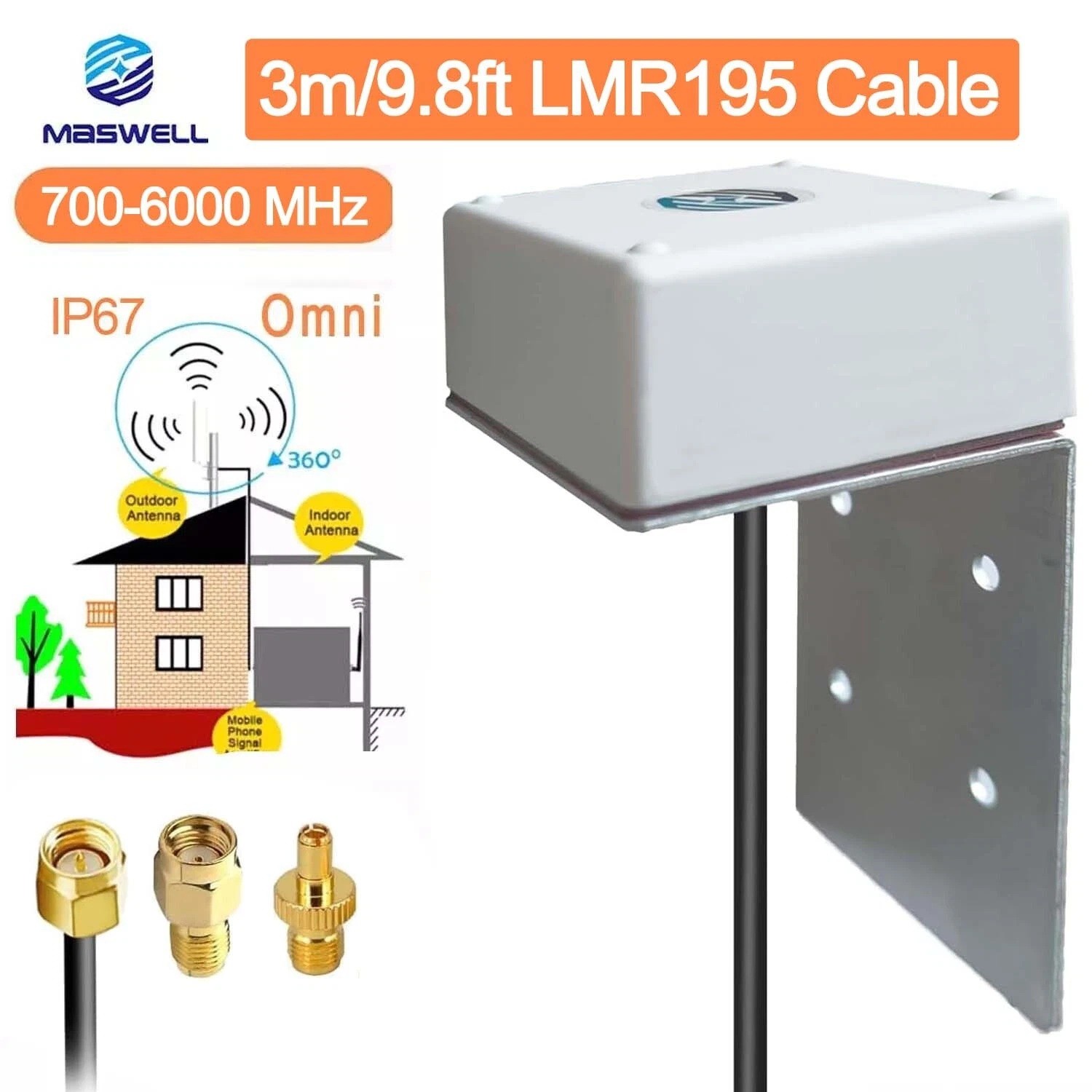 4G+ 5G External Antenna Outdoor Up to 5dBi SMA-Male TS9 for Vodafone O2 Three EE