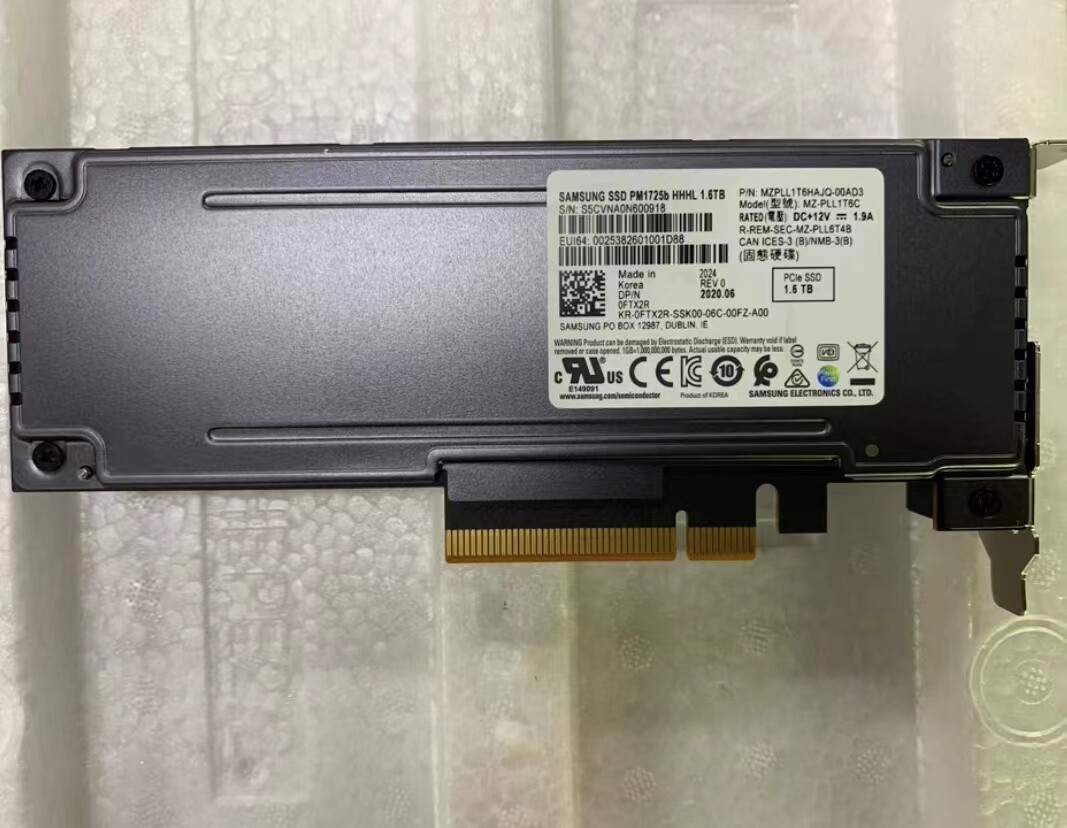 SAMSUNG 1.6TB SSD PCIE PM1725b MZ-PLL1T6C MZPL1T6HAJQ-00AD3 0FTX2R HHHL