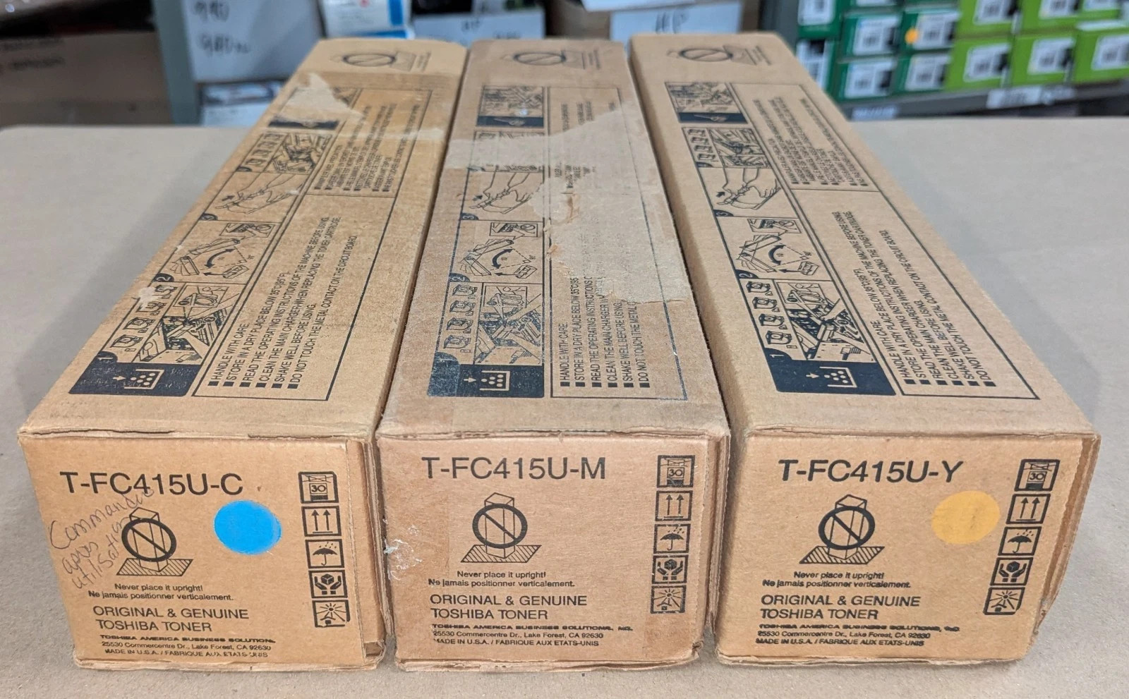 Genuine Set of 3 Toshiba TFC415U CMY Toner Cartridges e-STUDIO 2515/3015/3515