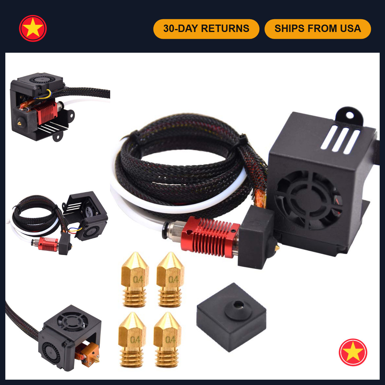 Upgraded Hotend Kit for Ender 3 3D Printer - Complete Nozzle Replacement Parts