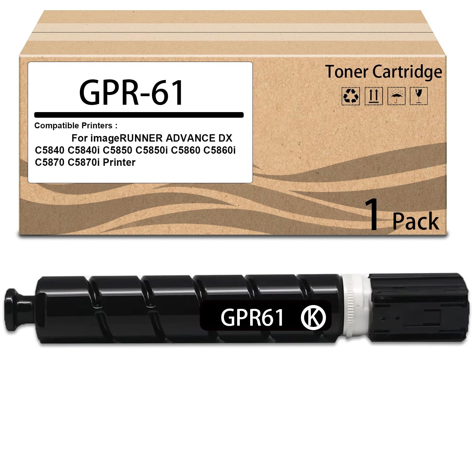 1 Pack GPR61 GPR-61 Black Toner Cartridge for 3763C003 3763C003AA GPR61K