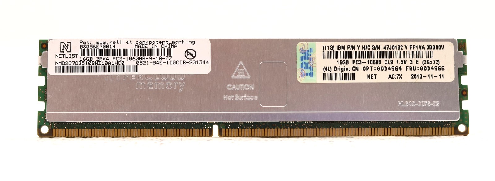 Netlist 16GB 2Rx4 PC3-10600R-9-10-ZZ ECC REG Server RAM NMD2G7G3510BHD10A1HC0