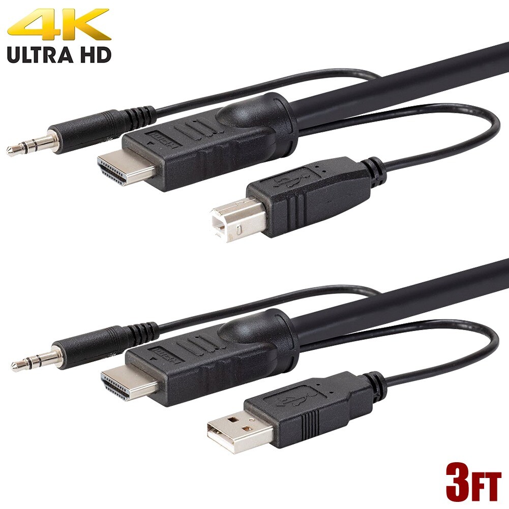 1.5 3 6 10FT HDMI USB KVM Cable & 3.5mm Audio Monitor Keyboard Mouse 4K 60Hz HDR