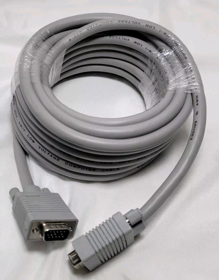Cables VGA Monitor Cable 25 ft SXGA HD15 M/M Low Voltage Grey Cable 