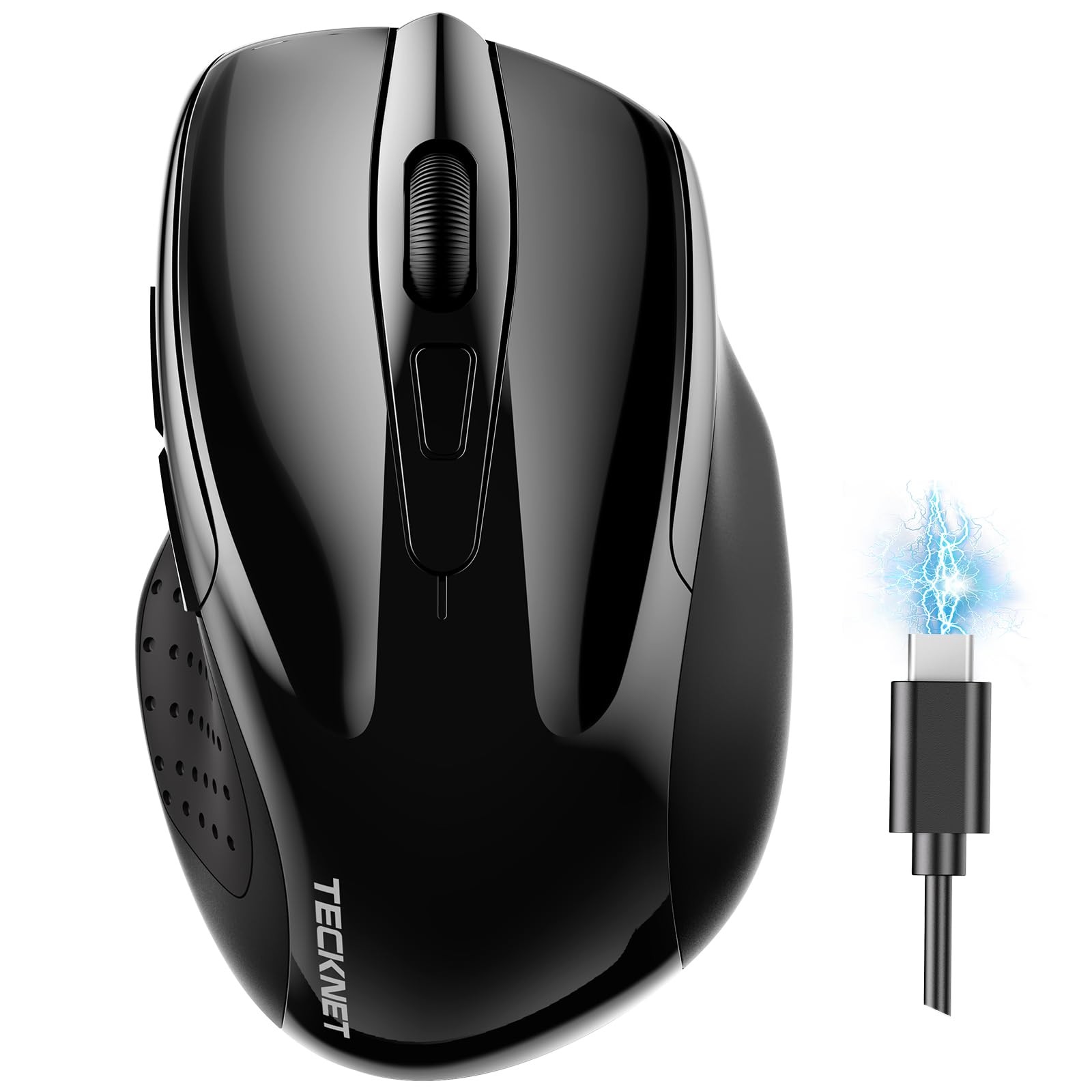 TECKNET TK-MS317 Wireless Rechargeable Mouse Black New
