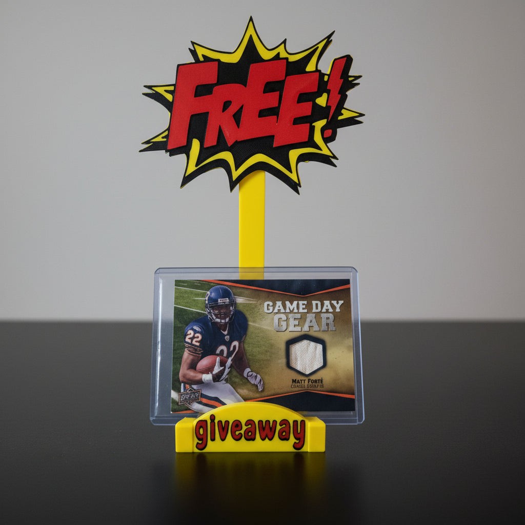 3D Printed FREE Giveaway Card Stand - Yellow/Red