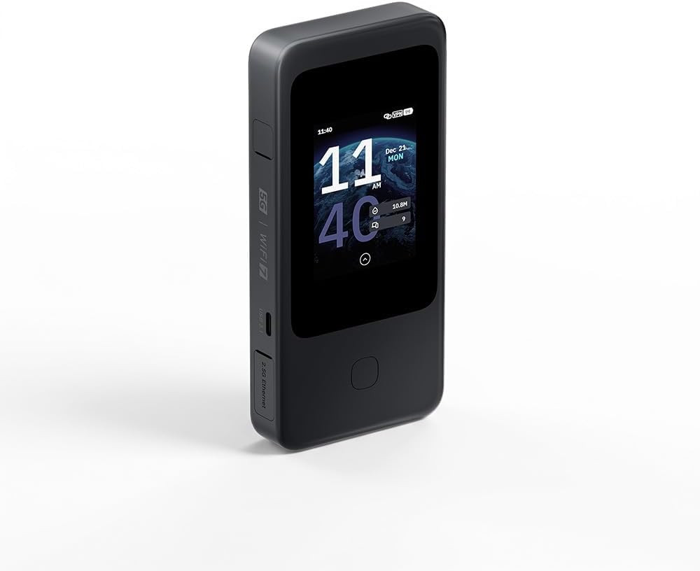 GL.iNet MUDI 7 (GL-E5800) Wi-Fi 7 5G Travel Router with eSIM & Dual SIM, 2.8" To
