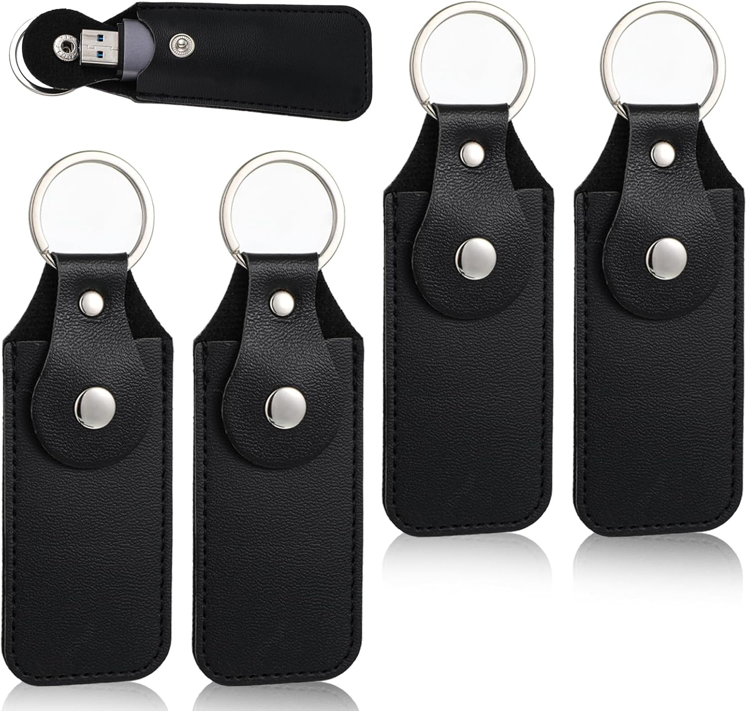 4 Pcs Flash Drive Case, Leather Anti Lost Thumb USB Flash Drive Holder USB Stora