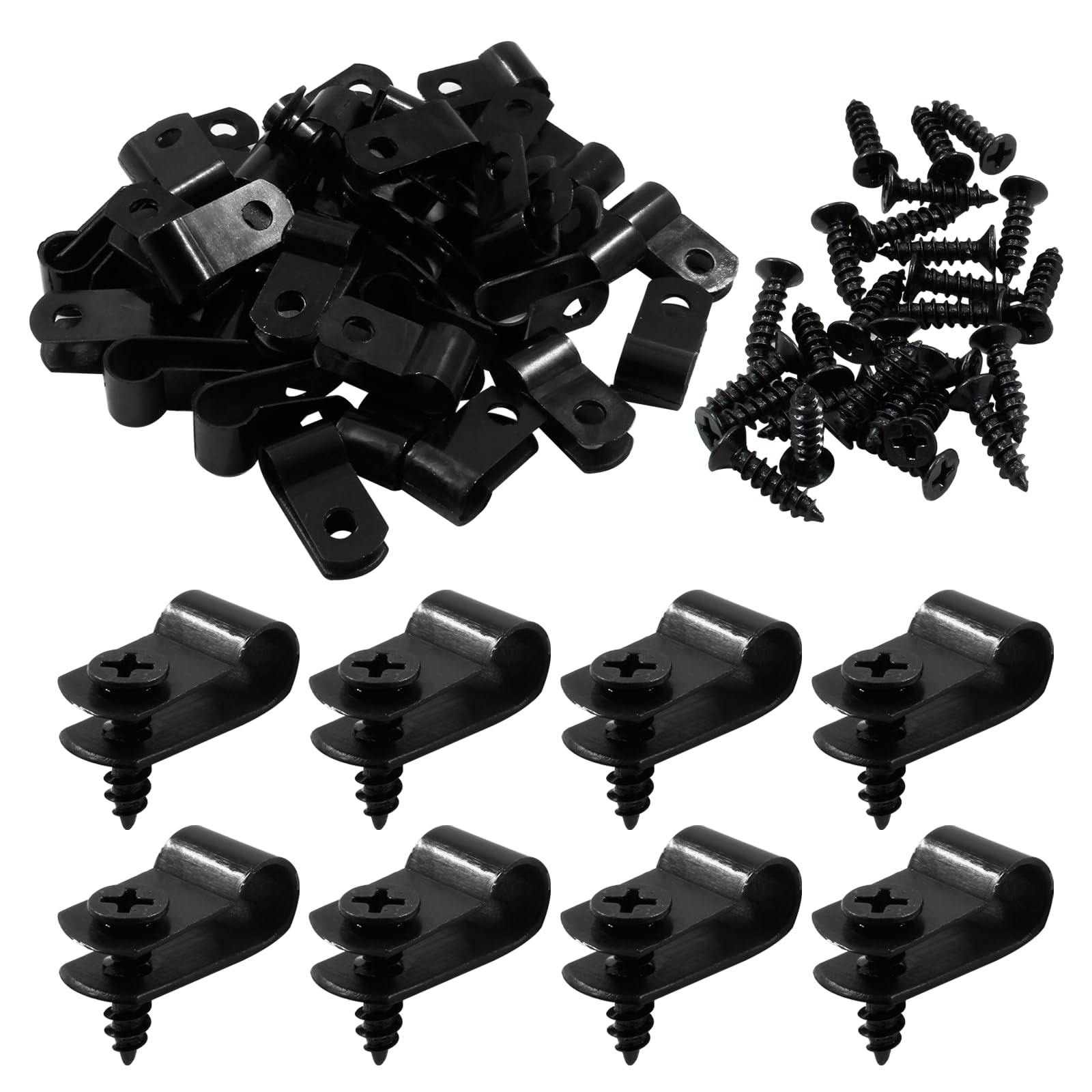 Bivethoi R-Type Cable Clip 1/4 inch Black 120 Pack