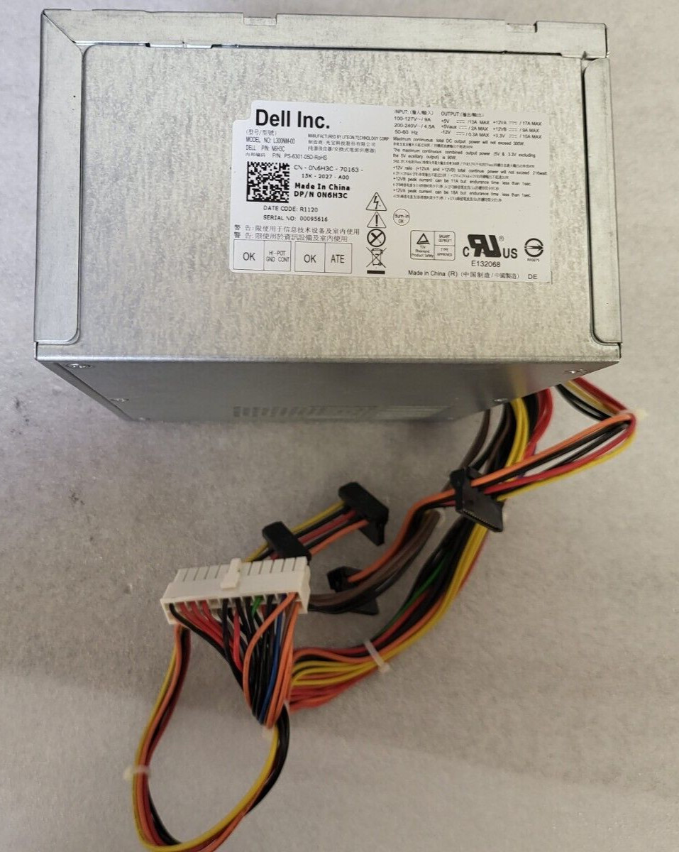 Dell L300NM-00 PS-6301-05D 300W ATX Power Supply N6H3C 0N6H3C TESTED US SELLER