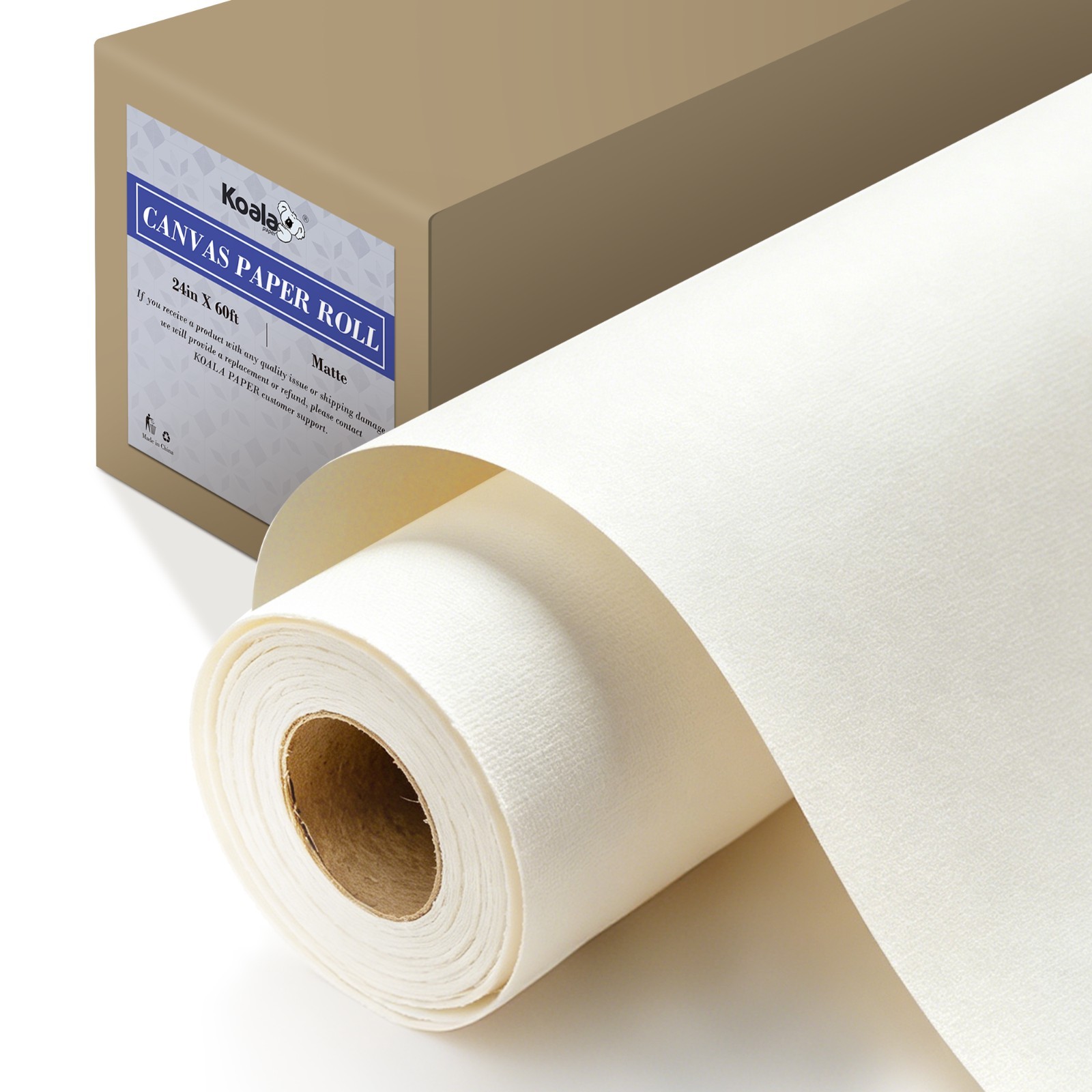 Koala Inkjet Canvas Paper Roll 24in X 60Ft Polyester Matte Printable Fabric 280g
