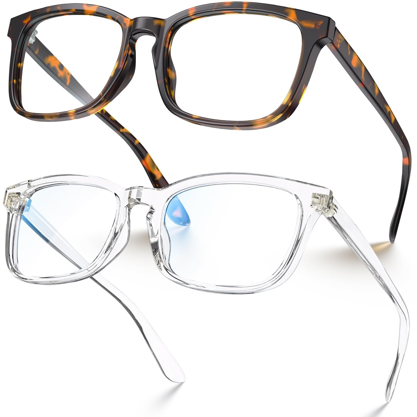 VISOONE 2 Pack Blue Light Blocking Glasses Square with Anti Computer Glare fo...