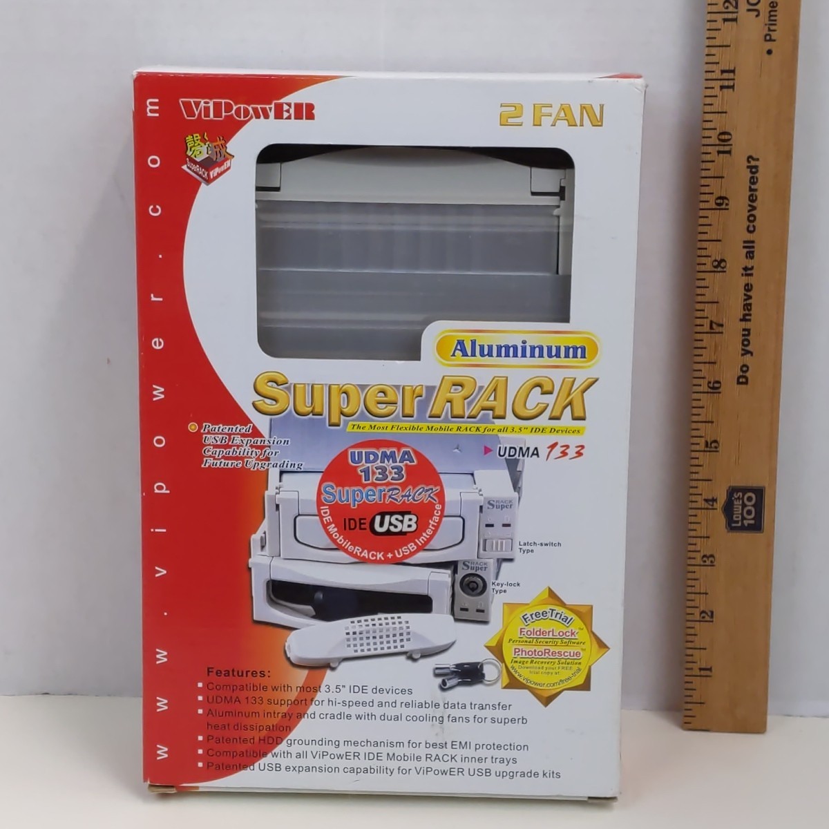 ViPowER Aluminum SuperRACK UDMA133 IDE USB Hard Drive Enclosure Dual Fan 