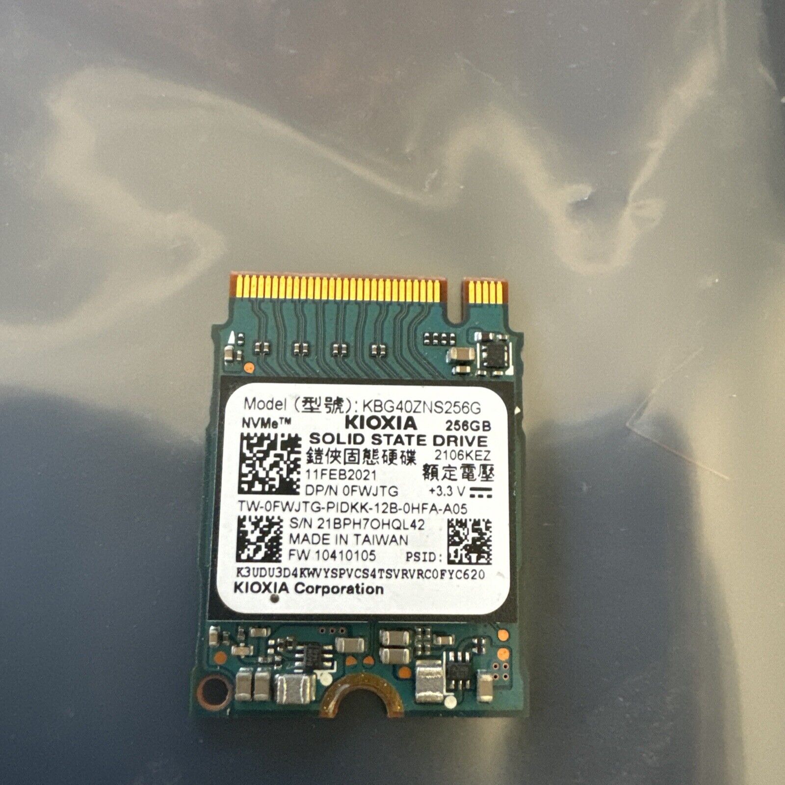 DELL Kioxia Toshiba 256GB PCIe NVMe M.2 2230 SSD Grade A FWJTG