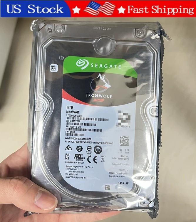 New Seagate ST6000VN0033 6TB IronWolf 3.5in SATA 6Gb/s 5400RPM 256MB NAS HDD