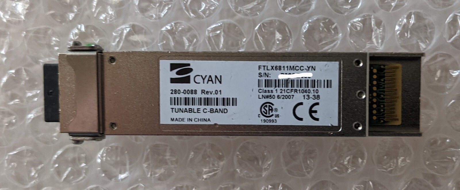 CYAN CIENA 280-0088 01 WOTRDTW FTLX6811MCC-YN XFP TUNABLE 10G TRANSCEIVER MODULE