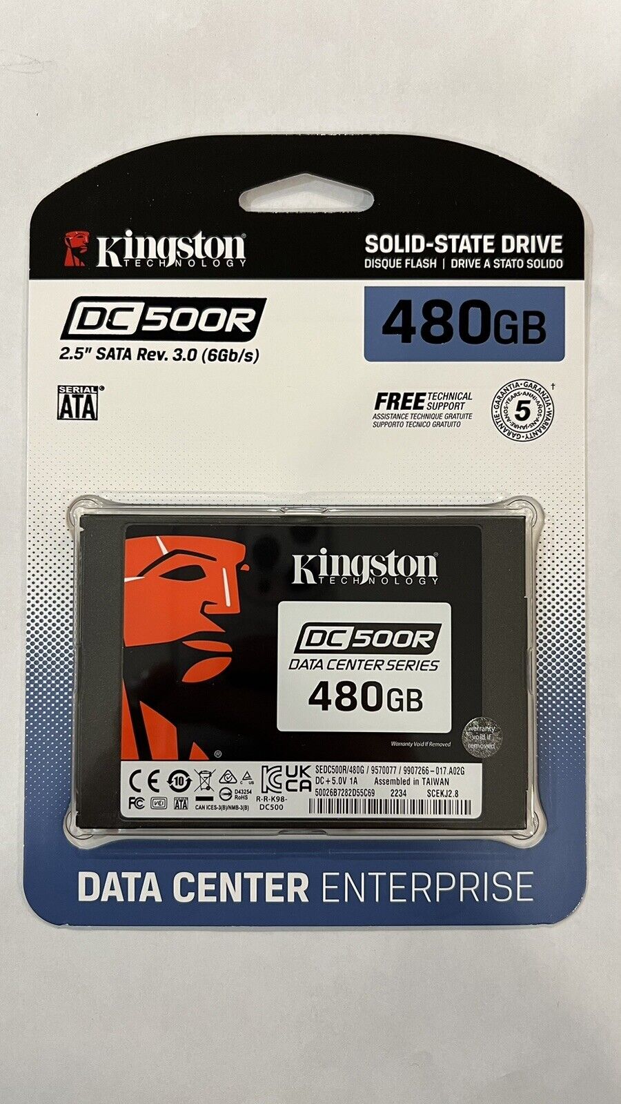 Kingston Enterprise SSD DC500R 480GB,2.5 inch Solid State Drive - SEDC500R480G